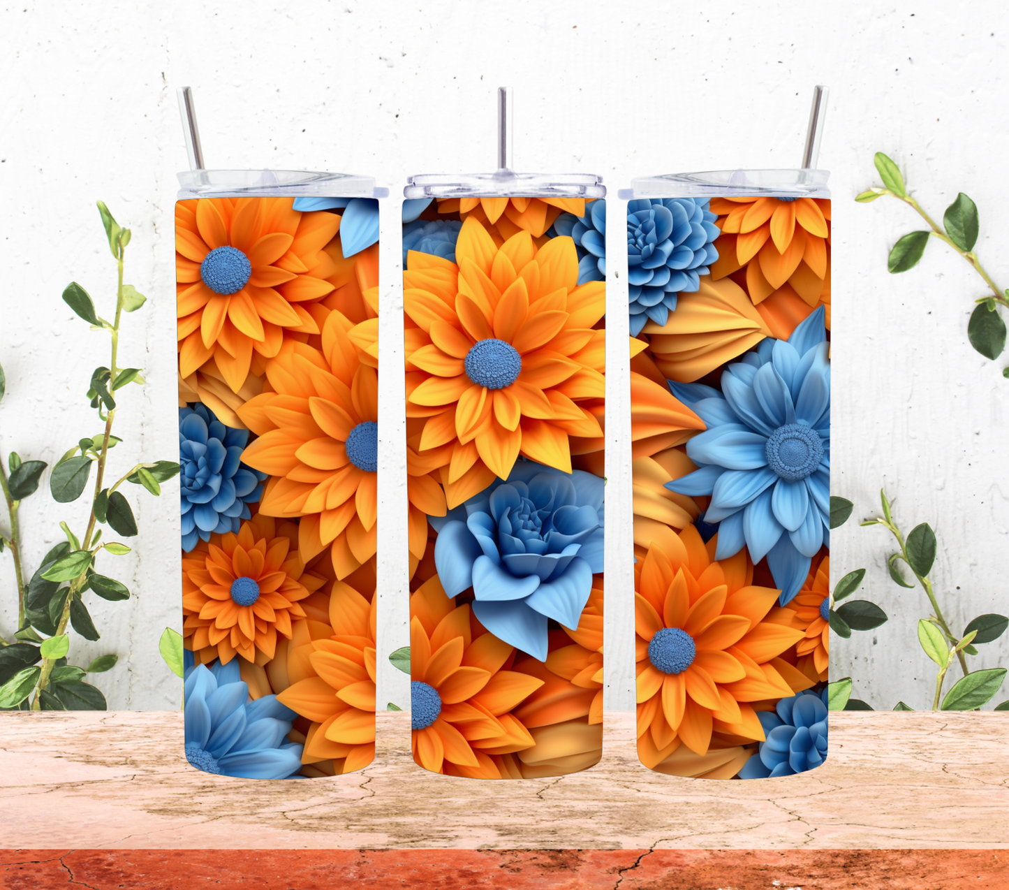 3D Orange & Blue Flower’s